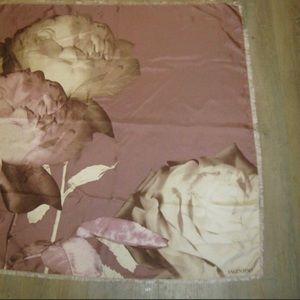 VALENTINO FRINGED FLORAL SHAWL SILK SCARF 34"